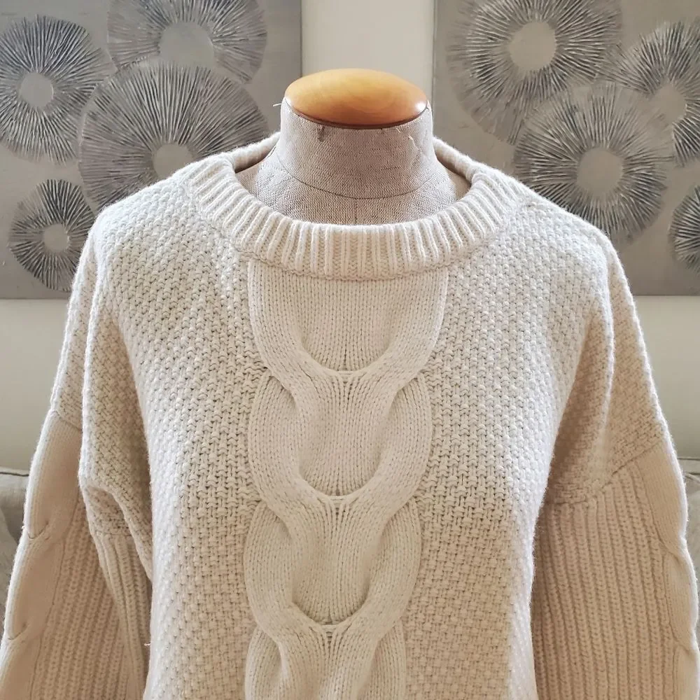 J.Crew Cable-knit Balloon Sleeve Sweater sz Sm